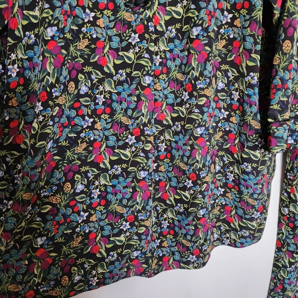 VTG Jennifer Moore Wildflower Silky Pajama Pant Set Black Floral S